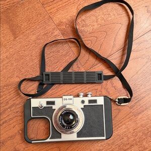 Retro Style Camera Phone Case - Black and Silver